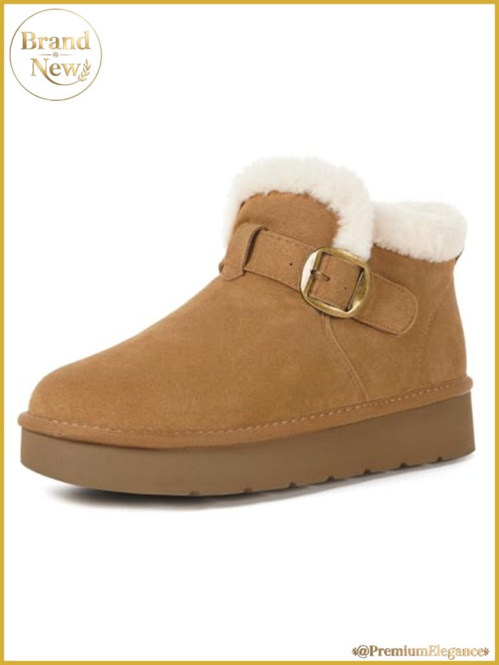 Womens Genuine Suede Snow Boots Waterproof Faux Fur Lined Slip Resistant